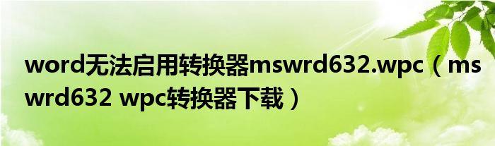 mswrd632转换器下载