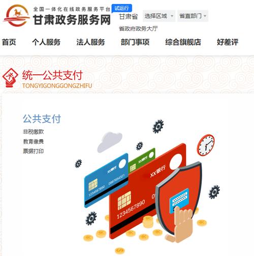 甘肃省政务服务网统一支付公共平台非税缴款模块